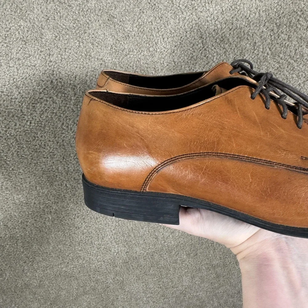 Cole Haan Shoes‎ Mens Size 10.5 Brown Leather Oxford Lace Up Dress Square Toe